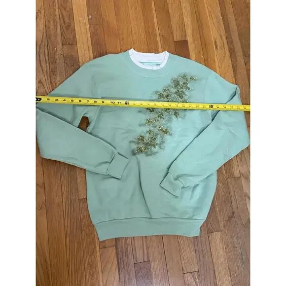 Morning Sun Green Embroidered Crewneck Sweatshirt Women’s Size Small - Picture 2 of 5